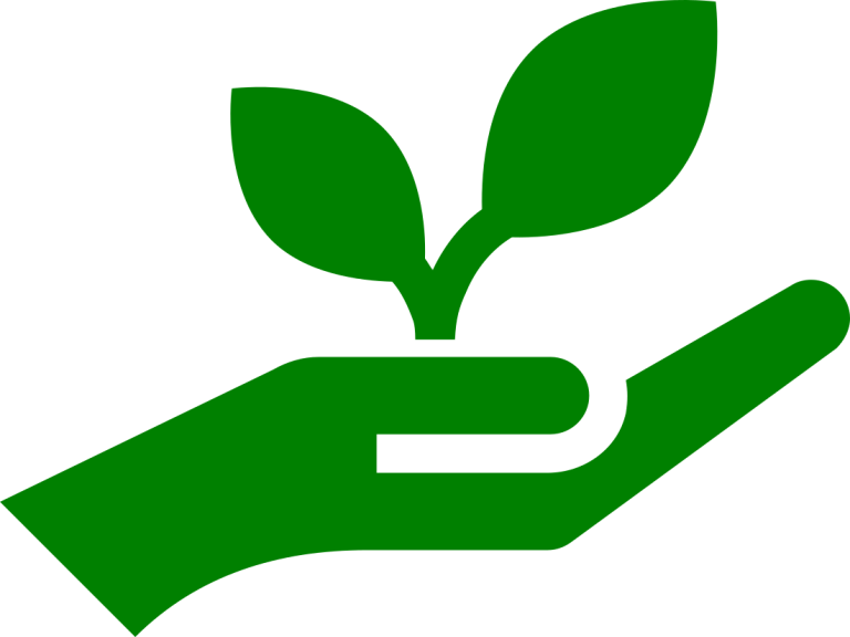grüne Hand mit kleinem Bäumchen